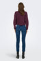 Back image of a model wearing the Chloe l/s knit cardigan in burgundy, by brand Jacqueline de yong