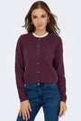Image of CHLOE L/S KNIT CARDIGAN in burgundy, by brand JACQUELINE DE YONG