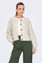 Front image of a model wearing Eira life oneck cardigan in off white, by brand Jacqueline de yong