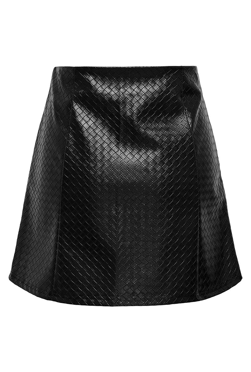 Back image of Ella pu mini skirt in black, by brand Jacqueline de yong