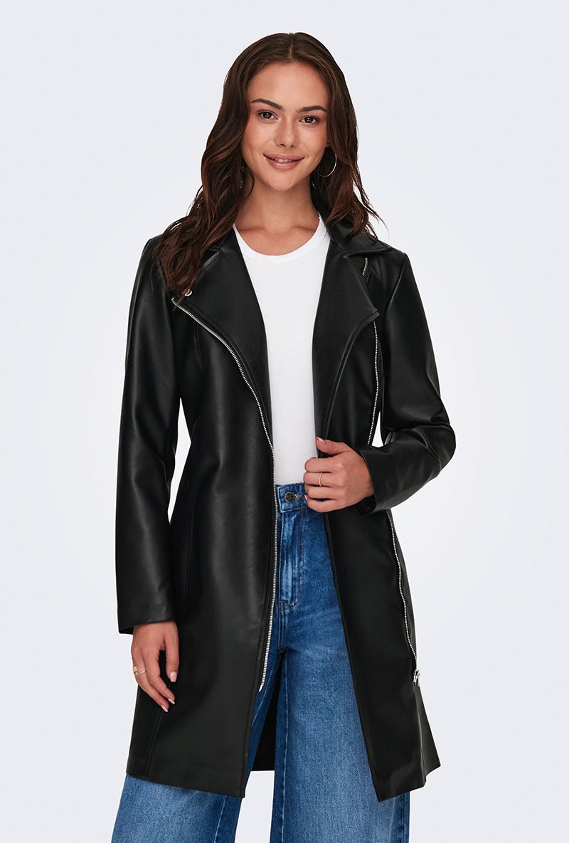 JDY ETTA LONG FAUX LEATHER COAT