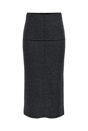 Front image of the Hero life pencil skirt in dark grey, by brand Jacqueline de yong