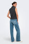 Back image of a model wearing the Hero life s/l turtleneck top in dark grey, by brand Jacqueline de yong
