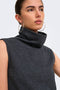 Front image of a model wearing the Hero life s/l turtleneck top in dark grey, by brand Jacqueline de yong