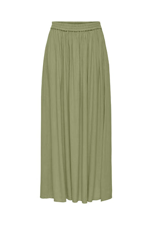 Front image of the Liva life hw midi skirt in sage, by brand Jacqueline de yong
