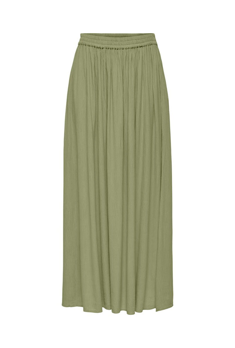 Front image of Liva life hw midi skirt in sage, by brand Jacqueline de yong