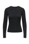 Front image of the Lucky l/s oneck top in black, by brand Jacqueline de yong