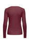 Back image of the Lucky l/s oneck top in burgundy, by brand Jacqueline de yong