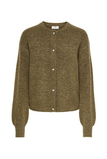 Front image of the Lumi ls button cardigan in brown, by brand Jacqueline de yong