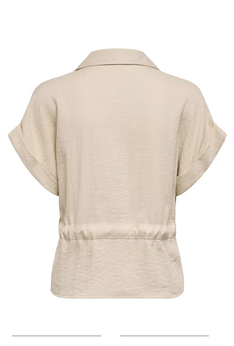 Back image of Mille ss zip shirt in beige, by brand Jacqueline de yong