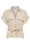 Front image of the Mille ss zip shirt in beige, by brand Jacqueline de yong