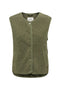Front image of the Simina teddy waistcoat in olive, by brand Jacqueline de yong