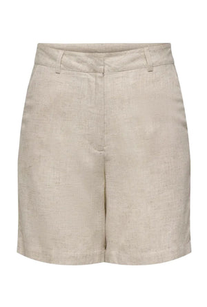 Front image of the Molly linen hw bermuda shorts in oat, by brand Jacqueline de yong