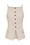 Front image of Molly linen sl waistcoat in oat, by brand Jacqueline de yong