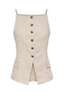 Image of MOLLY LINEN SL WAISTCOAT in oat, by brand JACQUELINE DE YONG
