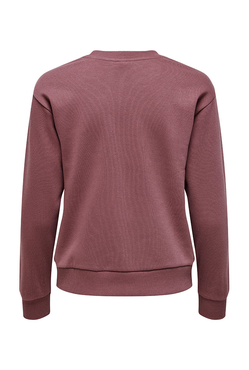 Back image of Paris l/s glitter sweatshirt in burgundy, by brand Jacqueline de yong