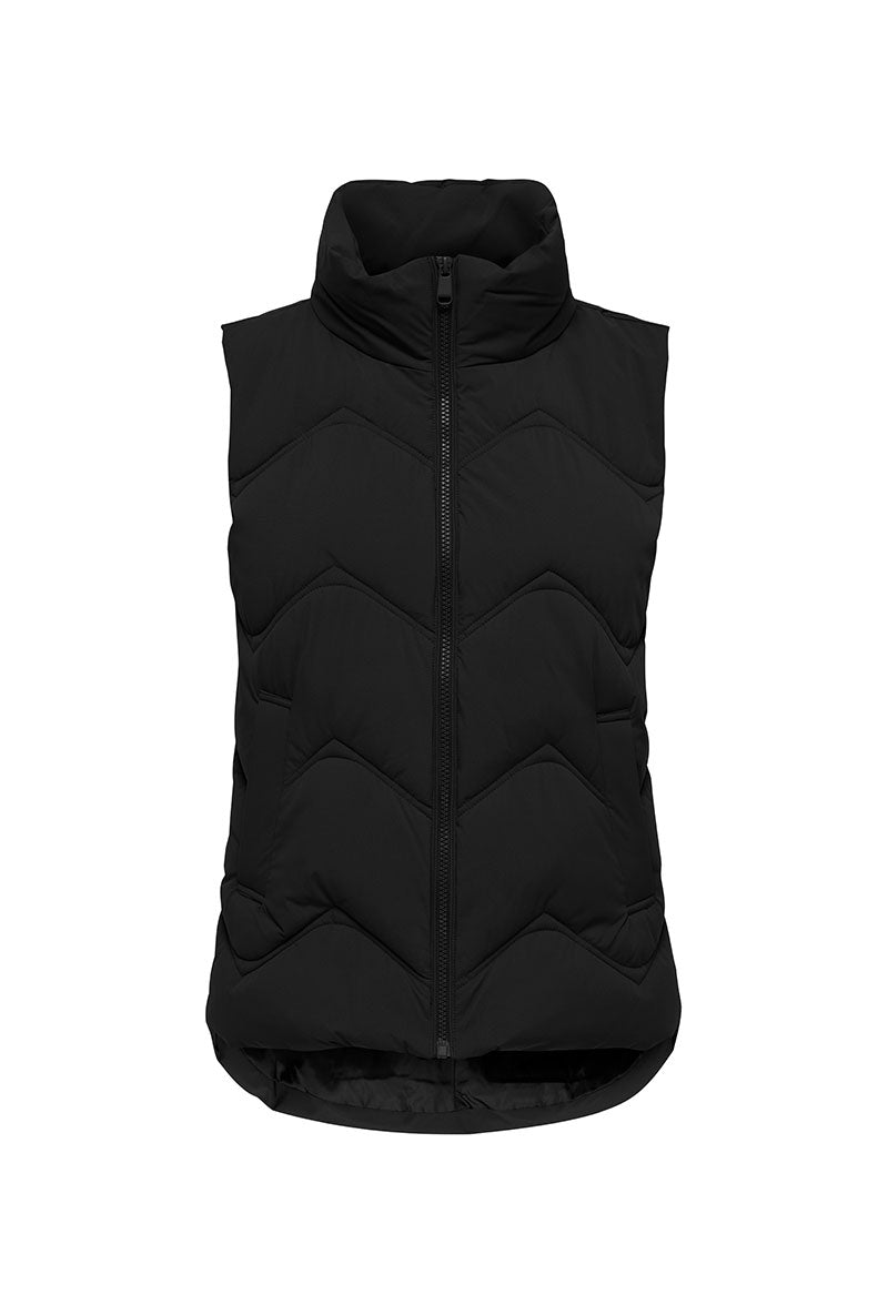 Front image of Power short waistcoat in black, by brand Jacqueline de yong