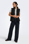 Front image of a model wearing the Power short waistcoat in black, by brand Jacqueline de yong