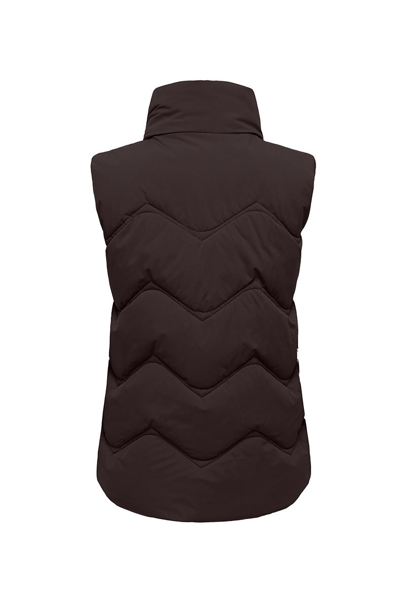 Back image of Power short waistcoat in chocolate, by brand Jacqueline de yong
