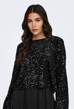 JDY SARA LS BOW SEQUINS TOP