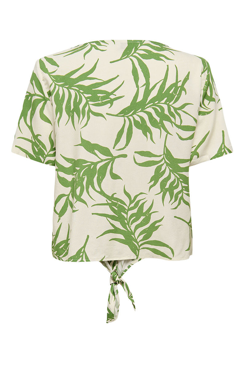 Back image of Sezen life s/s knot shrit in green, by brand Jacqueline de yong