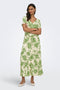 Front image of a model wearing Sezen life s/s knot shrit in green, by brand Jacqueline de yong