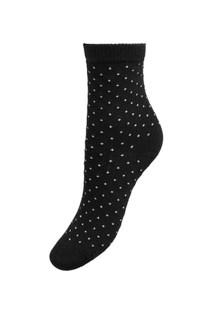 Front image of the Smile rib socks in black, by brand Jacqueline de yong