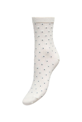 Front image of Smile rib socks in white/black, by brand Jacqueline de yong