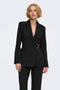 Front image of a model wearing Storm ls buckle blazer in black, by brand Jacqueline de yong