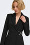 Front image of a model wearing the Storm ls buckle blazer in black, by brand Jacqueline de yong