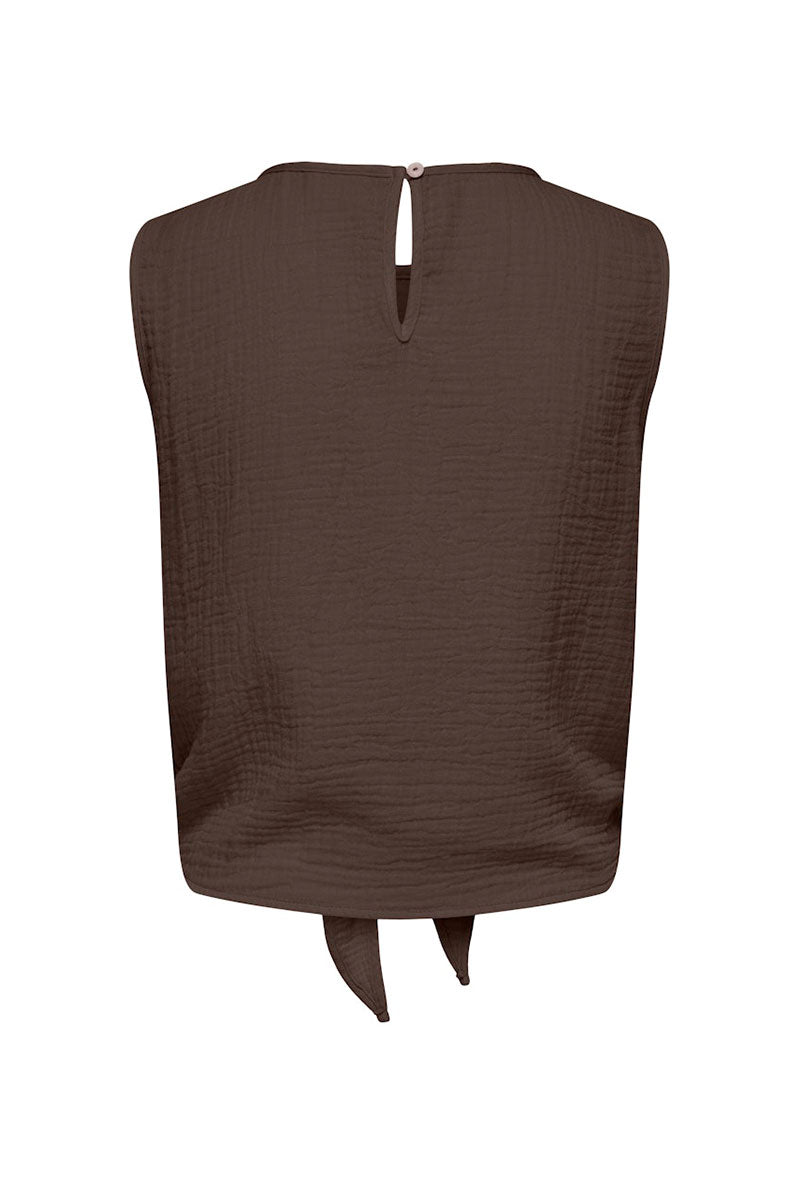 Back image of Theis life button top in brown, by brand Jacqueline de yong