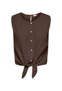 Image of THEIS LIFE BUTTON TOP in brown, by brand JACQUELINE DE YONG