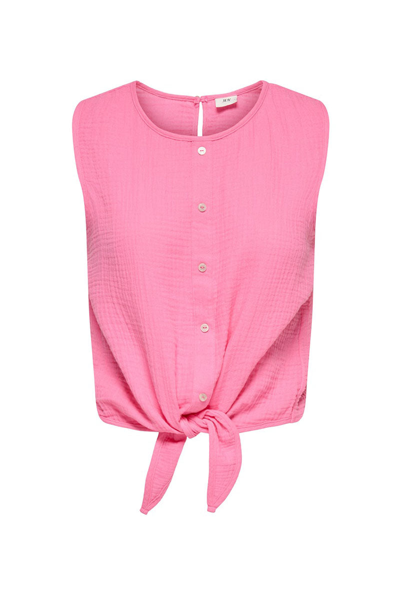 Front image of Theis life button top in pink, by brand Jacqueline de yong