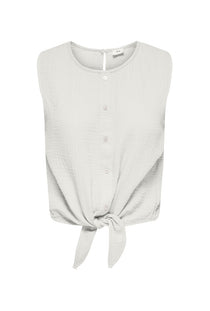 Front image of the Theis life button top in white, by brand Jacqueline de yong