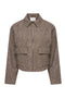Front image of the Vinga herringbone jacket in chocolate, by brand Jacqueline de yong