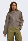 Image of VINGA HERRINGBONE JACKET in chocolate, by brand JACQUELINE DE YONG