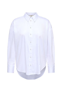 Front image of the Willow ls loose pearl shirt in white, by brand Jacqueline de yong
