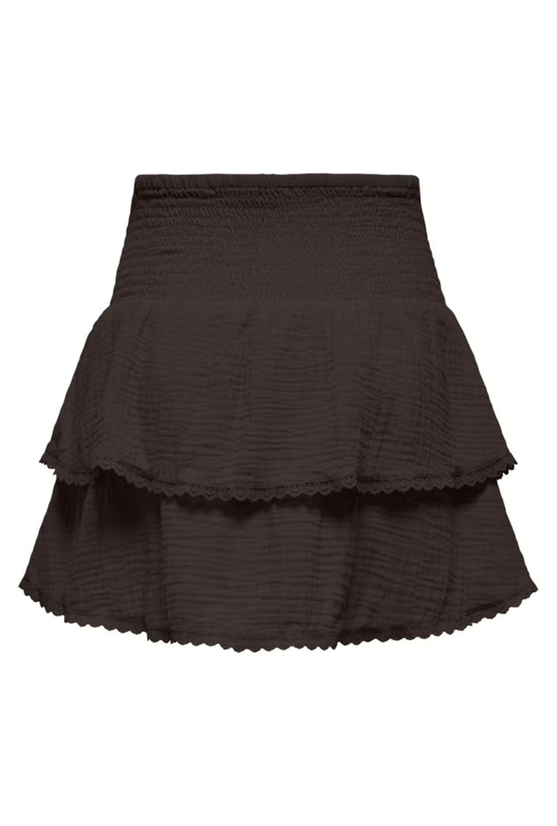 Back image of Theis life hw smock skirt in brown, by brand Jacqueline de yong