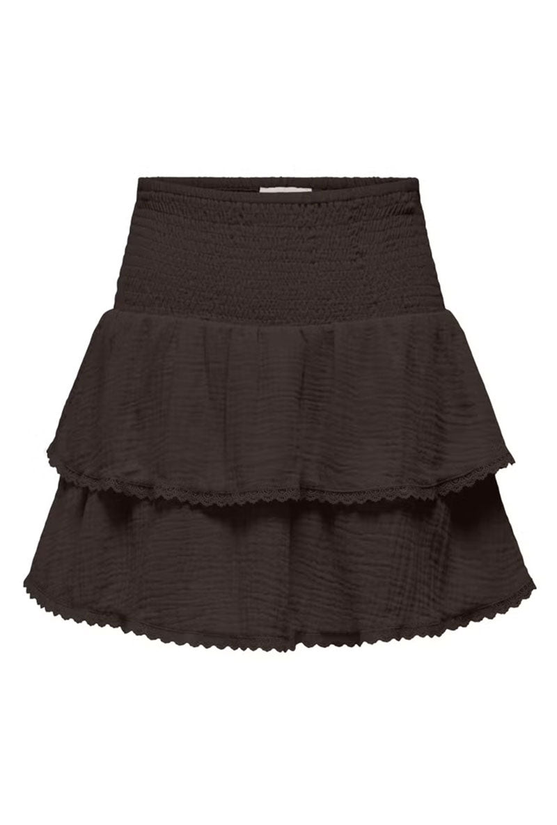 Front image of Theis life hw smock skirt in brown, by brand Jacqueline de yong
