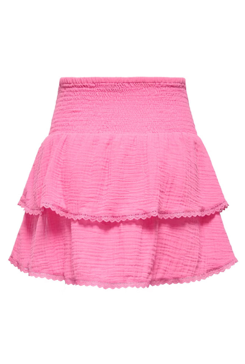 Back image of Theis life hw smock skirt in pink, by brand Jacqueline de yong