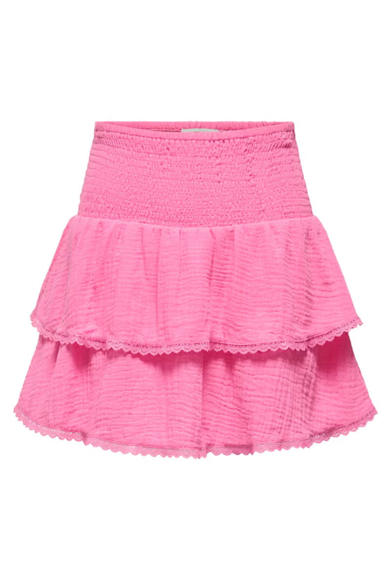 Front image of Theis life hw smock skirt in pink, by brand Jacqueline de yong