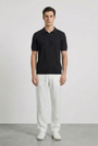 Image of DEEP RORY OPEN NECK POLO in black, by brand DEEP