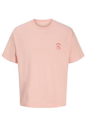 Front image of Montauk back graphic tee in peach, by brand Jack&jones