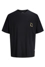 Image of MONTAUK BACK GRAPHIC TEE in black, by brand JACK&JONES