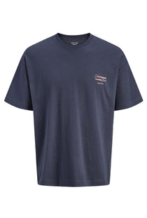 Front image of the Montauk back graphic tee in charcoal, by brand Jack&jones