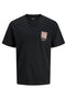Front image of Montauk chestie ss tee in black, by brand Jack&jones