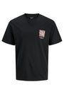 Image of MONTAUK CHESTIE SS TEE in black, by brand JACK&JONES