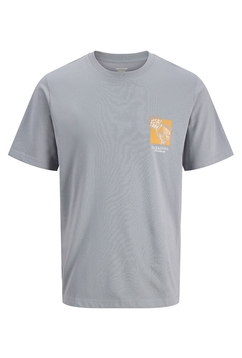 Front image of Montauk chestie ss tee in blue, by brand Jack&jones