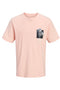 Front image of Montauk chestie ss tee in peach, by brand Jack&jones