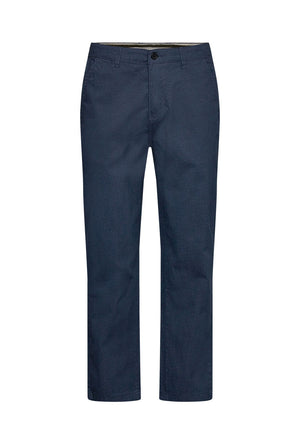 Front image of the Aop superflex chino pants in navy, by brand Lindbergh